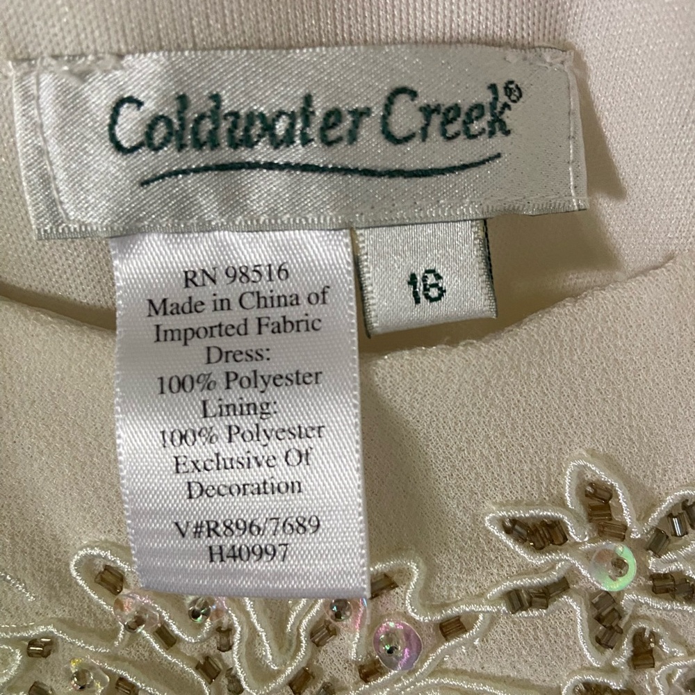 Coldwater Creek Cream Embellished Chiffon Formal Dress - Picture 4 of 5
